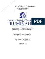 Instituto General Superior "Rumiñahui ": Desarrollo de Software Sistemas Operativos Anthony Herrera 2020-2021