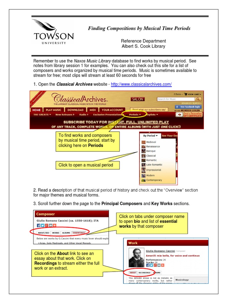 Musical Time Periods PDF Composers Choir