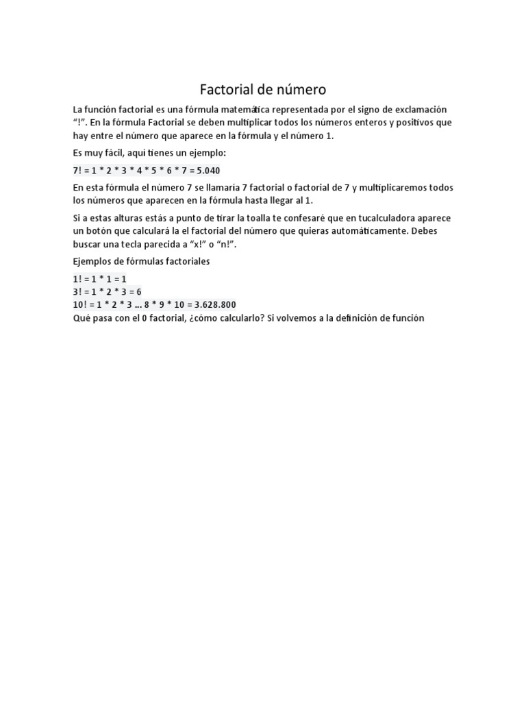 Numero Factorial | PDF | Conceptos matemáticos | Enseñanza de matemática