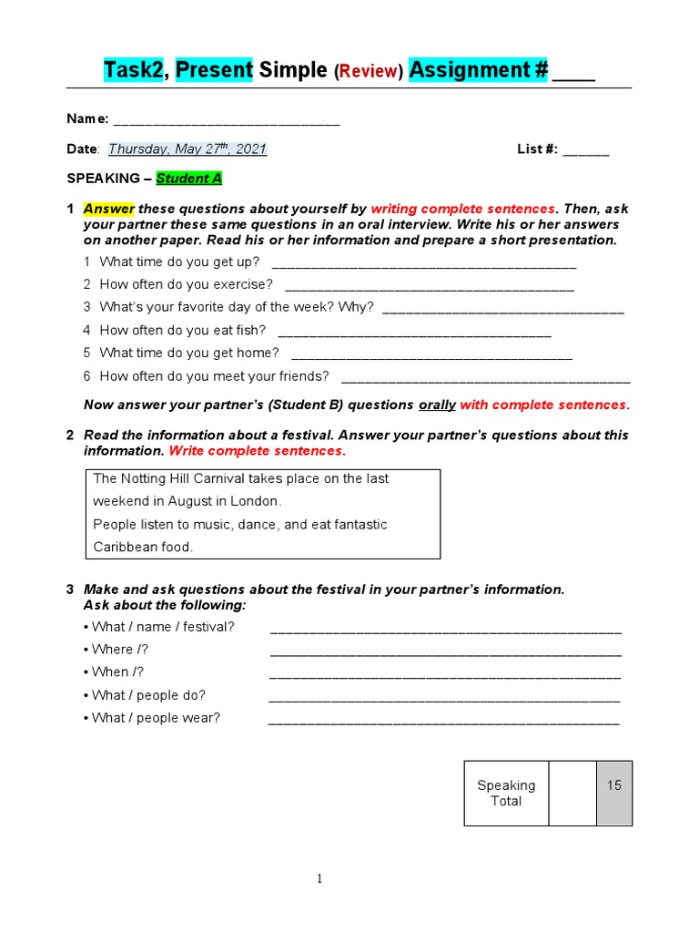 Assignment 2 Task 2 To Submit Speaking | PDF | People