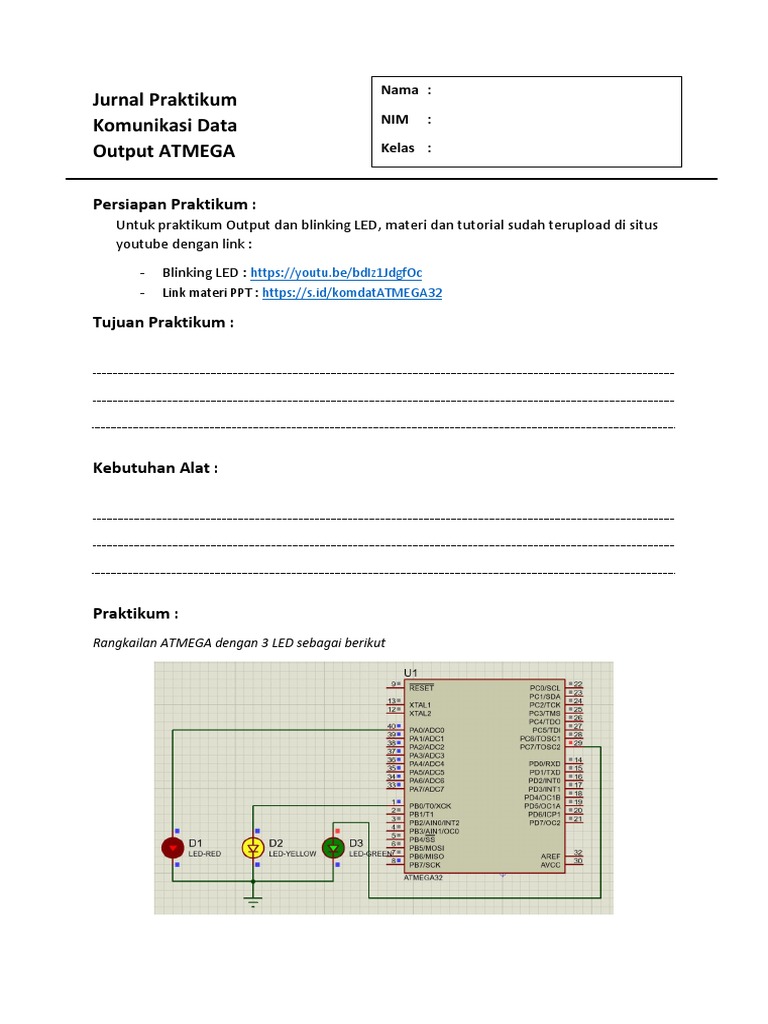 Praktikum Output ATMEGA: Blinking LED | PDF | Komputer