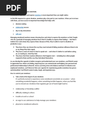 WAYS TO MANAGE VARIOUS EMOTION
