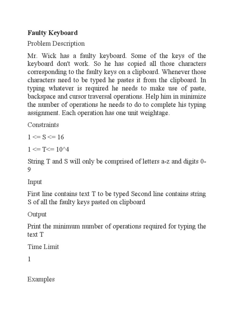 Problem Description: Faulty Keyboard | PDF