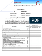 Senior High School Work Immersion Performance Evaluation For Students