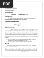 Sadia Ghafoor 1054 BS Chemistry 4 Morning Analytical Chemistry DR - Hussain Ullah Assignment: Chi Square and T Test Chi Square Test