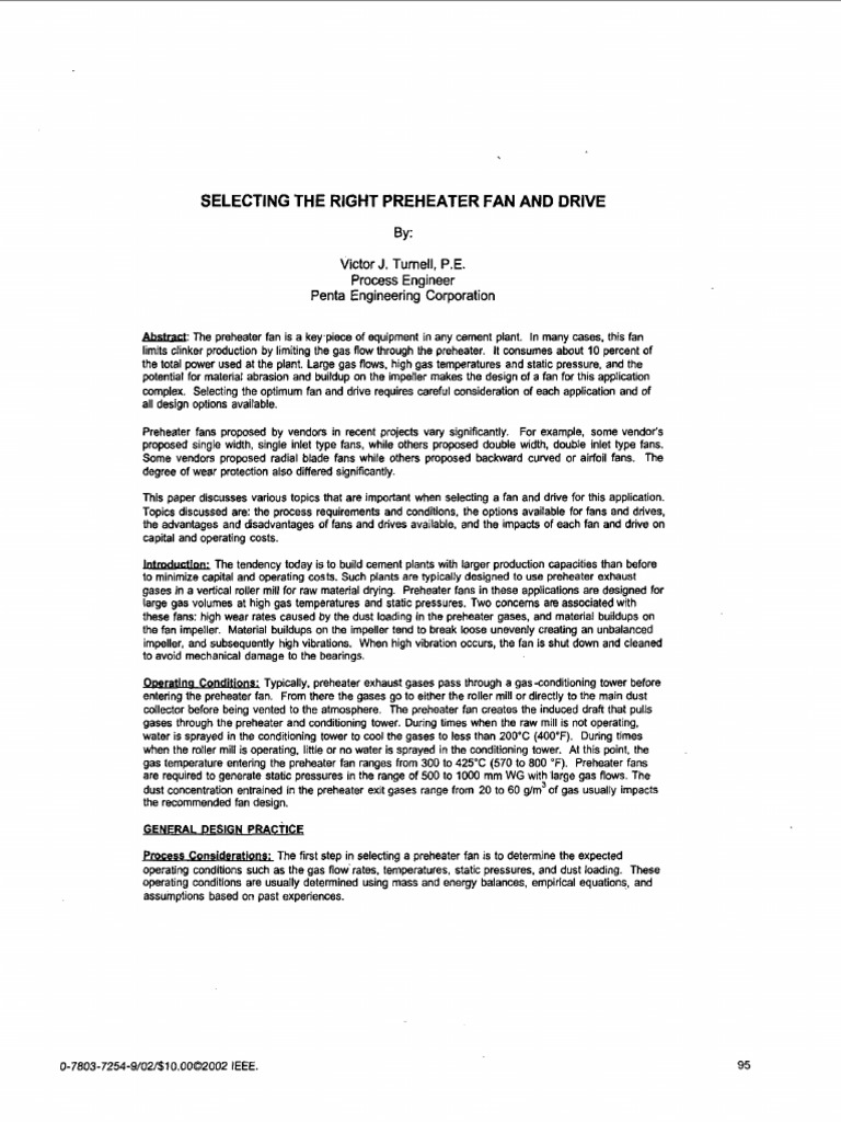 Selecting The Right Preheater Fan and Drive: Tumell | PDF | Electric ...