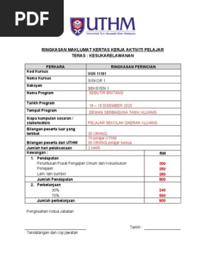 Kertas Kerja Kelulusan Dekan 2020 Pdf