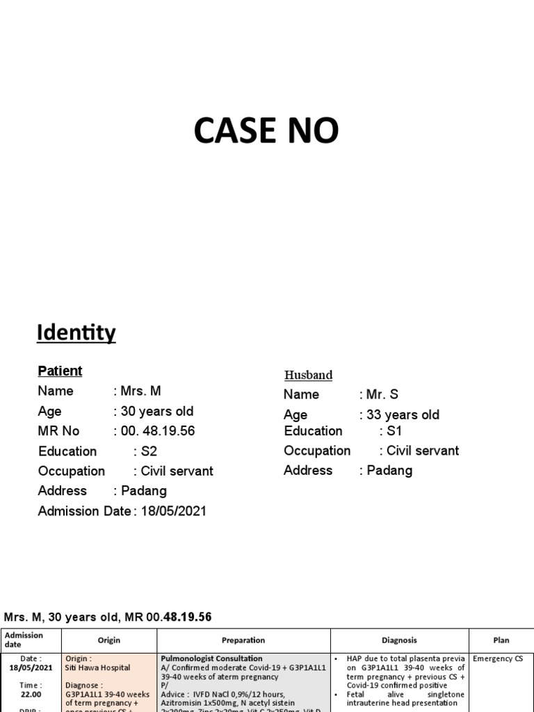 Case No | PDF | Placenta | Childbirth