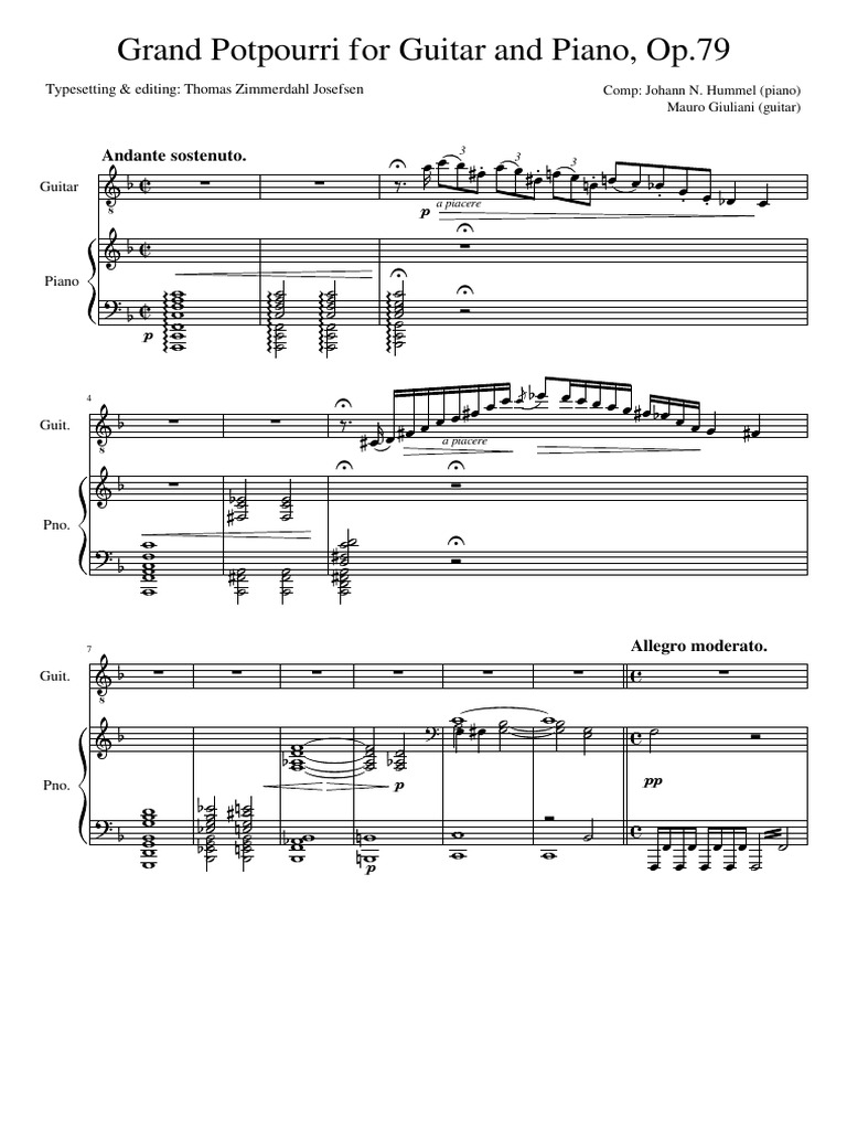 Grand Potpourri For Guitar and Piano, Op.79 Full Score Fixed Title