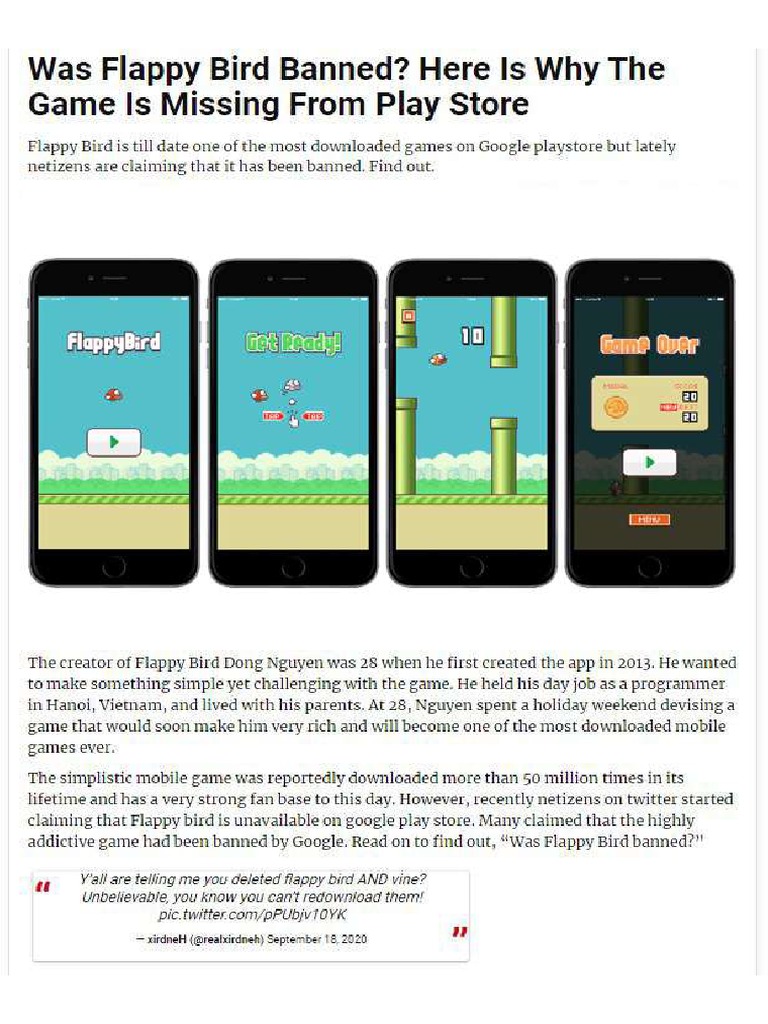 Was Flappy Bird Banned? Here Is Why The Game Is Missing From Play Store