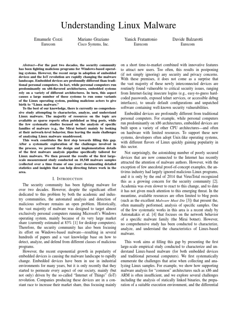 Linux Malware Analysis Unveiled | PDF | Malware | Library (Computing)