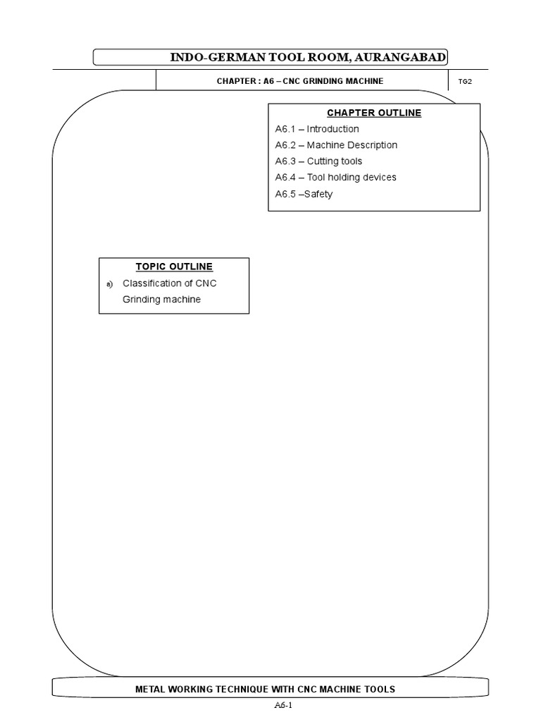 IndoGerman Tool Room, Aurangabad Chapter Outline PDF Grinding (Abrasive Cutting