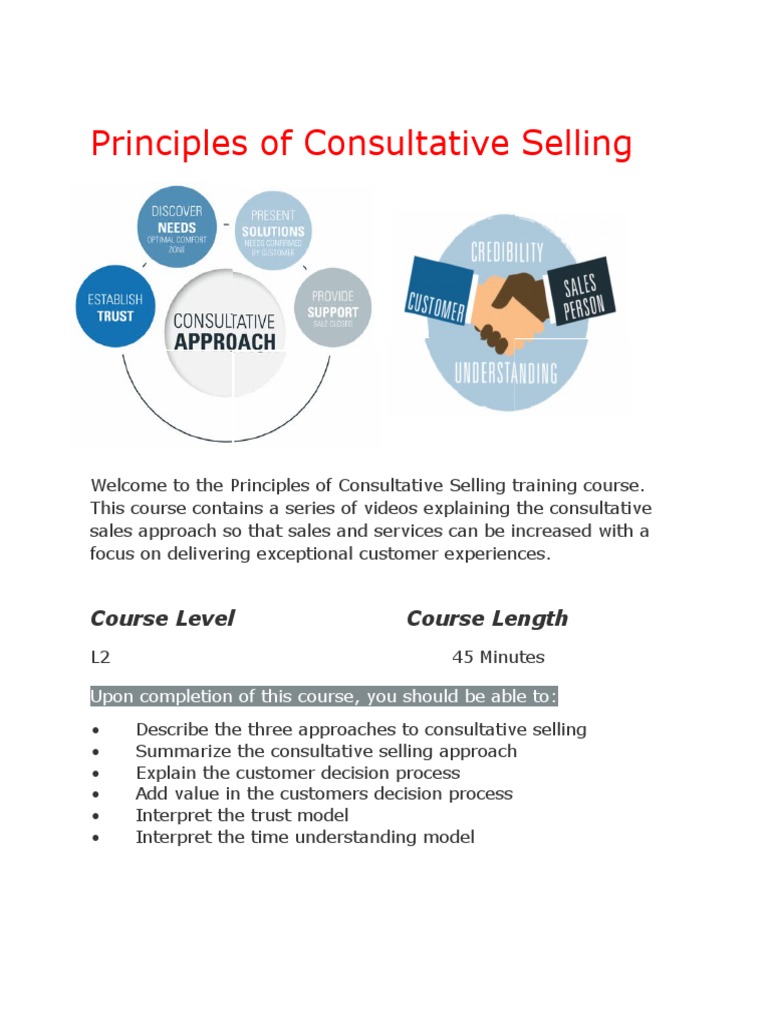 Principles of Consultative Selling | PDF