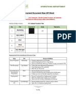 Deployment Document Sign-Off Sheet: Operations Department