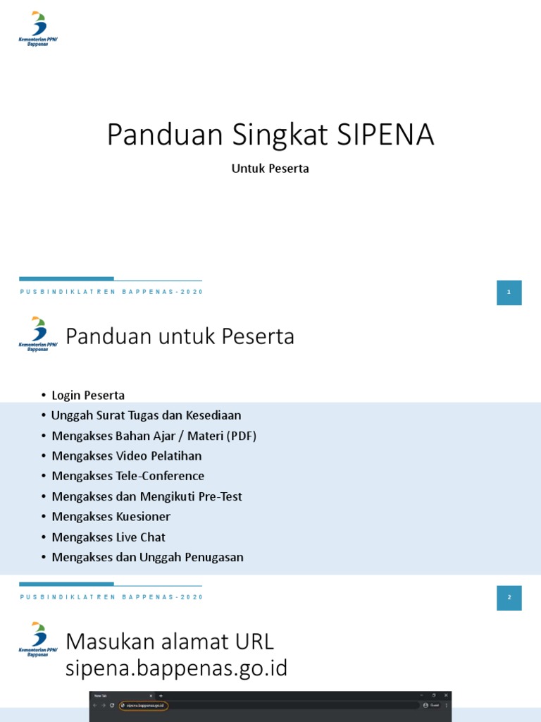 Panduan SIPENA untuk Peserta Bappenas | PDF