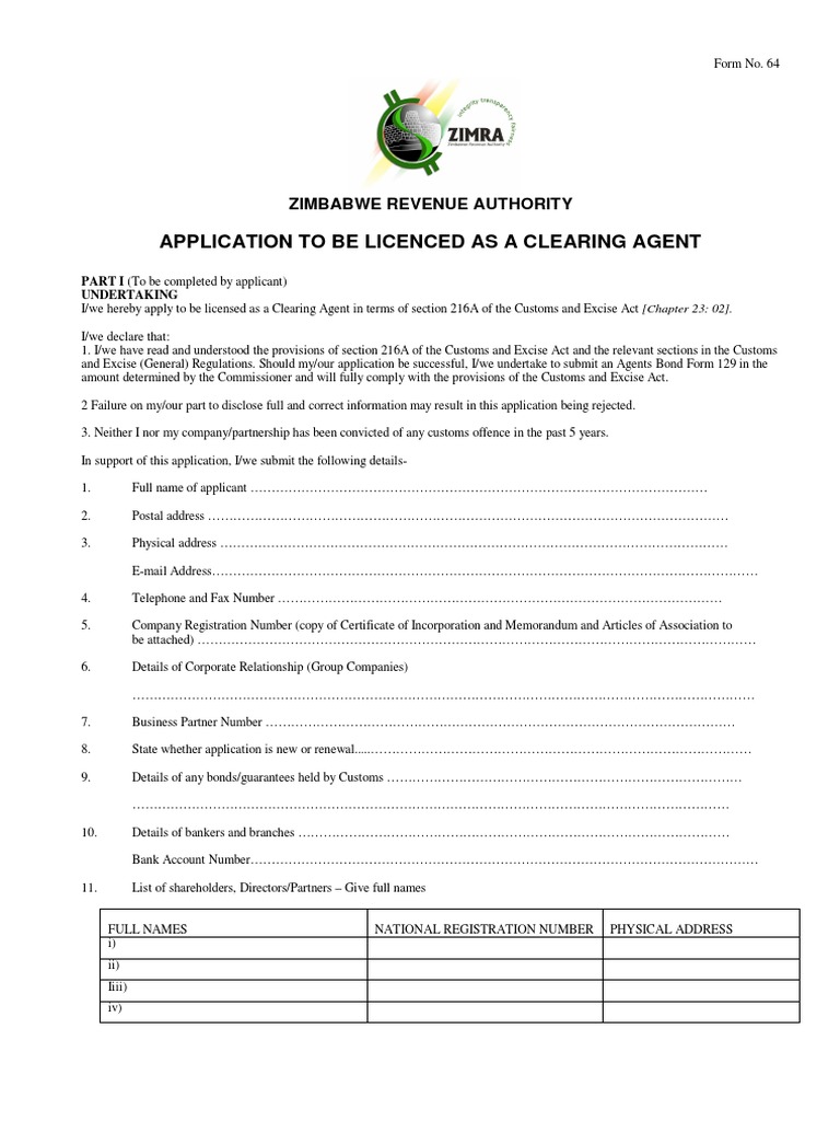 Application for Clearing Agent License | PDF | Customs | Policy