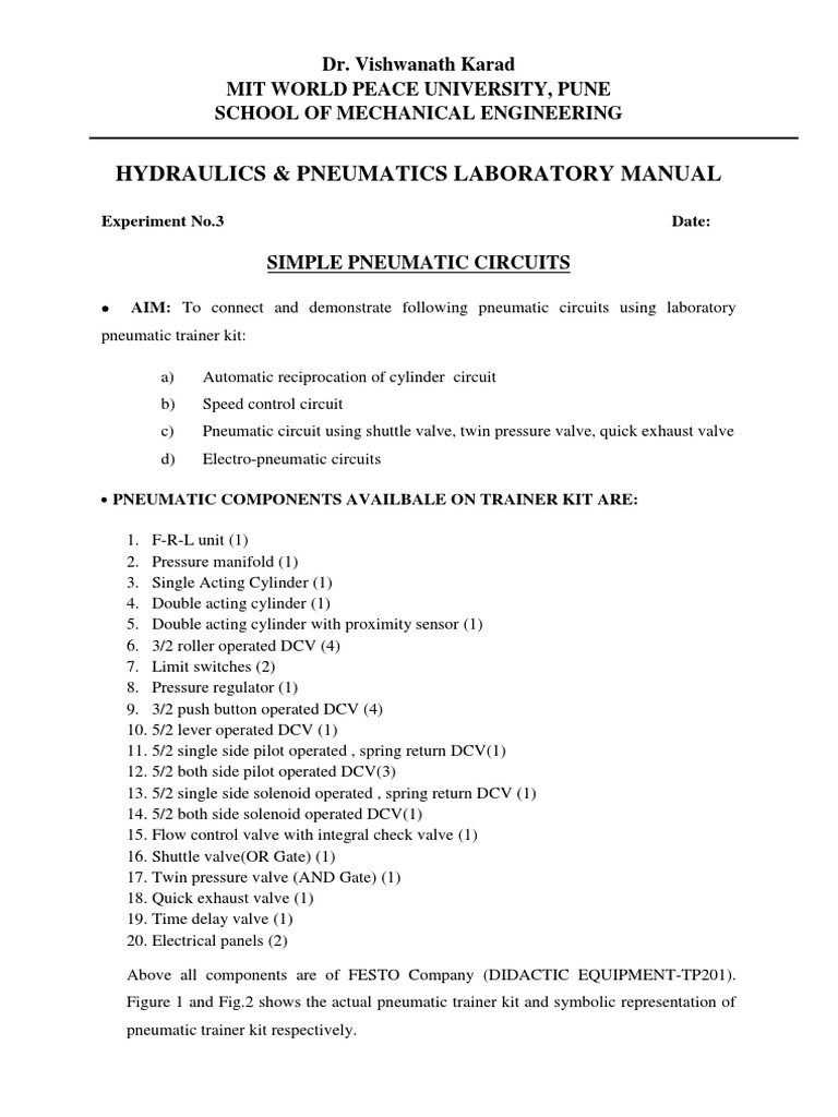 Simple Pneumatic Circuits Manual | PDF | Valve | Actuator