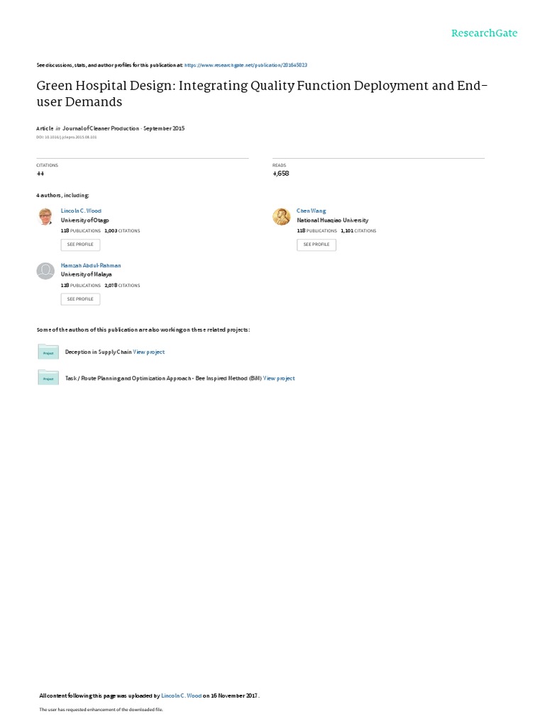 Green Hospital Design Integrating Quality Function | PDF | Sustainable