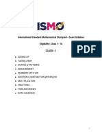 International Standard Mathematical Olympiad - Exam Syllabus Eligibility: Class 1-10 Class - 1