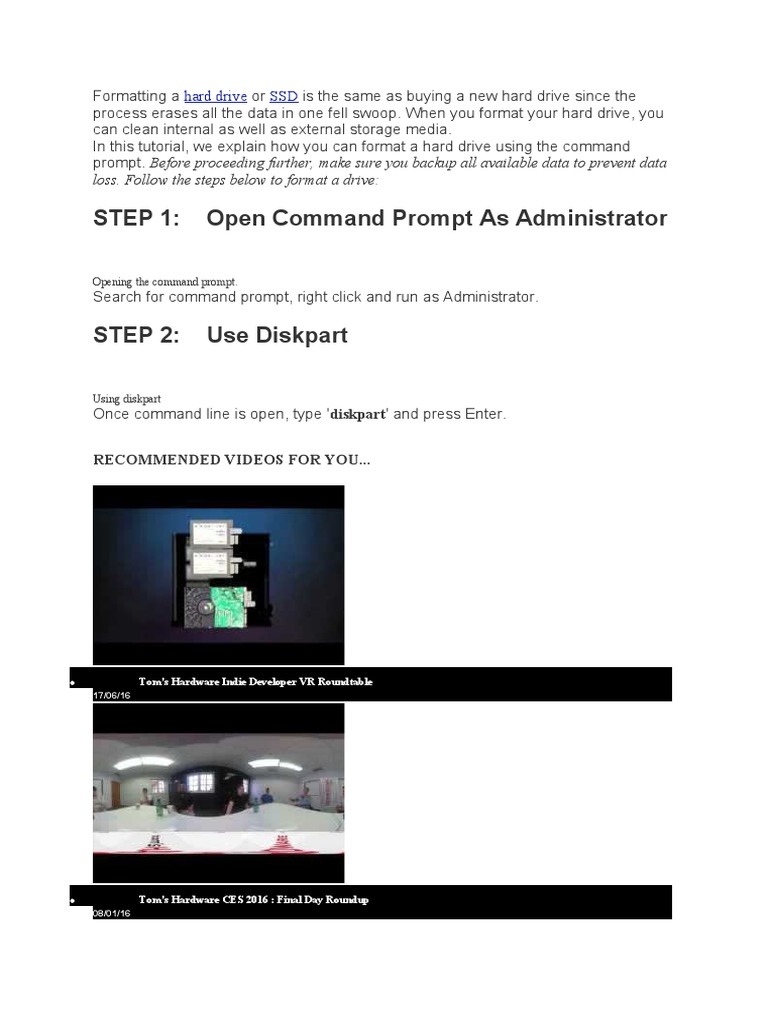 Format A Hard Drive Using The Command Prompt | PDF | Computers