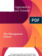 Strategic Approach To Management Science