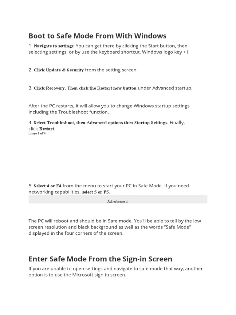 Boot Windows 10 in Safe Mode Guide | PDF | Ibm Pc Compatibles ...