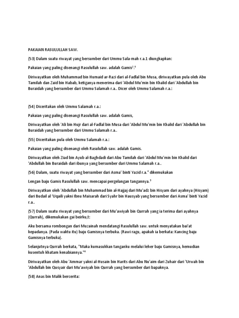 Pakaian Rasulullah Saw | PDF
