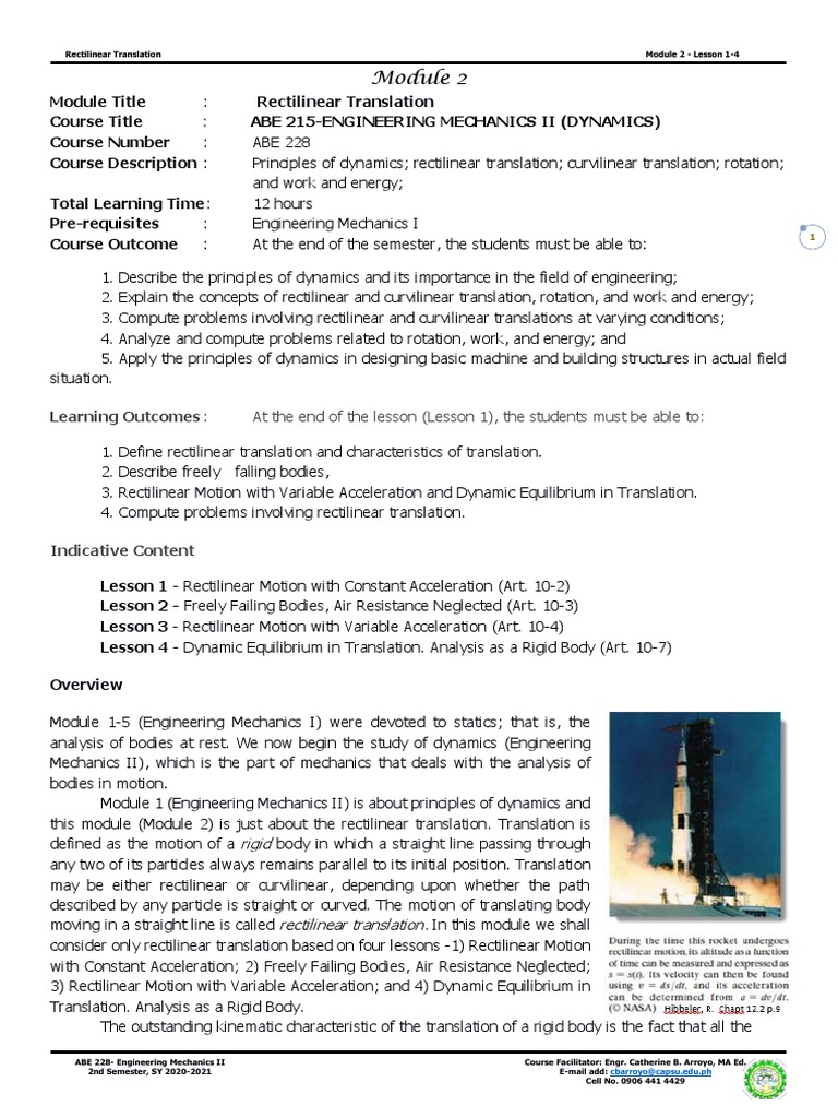 ABE 228 Engg Mech 2 Module 2 | PDF | Acceleration | Force