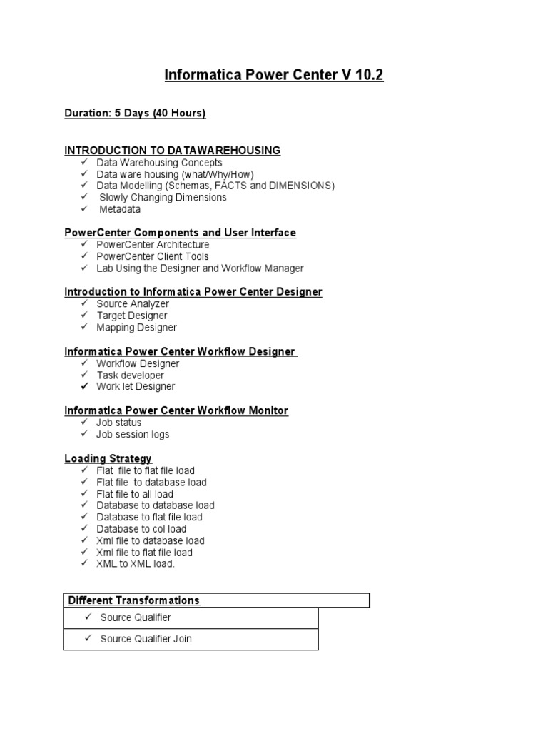 Informatica Power Center V 10.2 | PDF | Data Warehouse | Databases