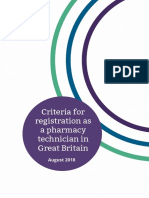 Criteria For Registration As A Pharmacy Technician in Great Britain August 2018