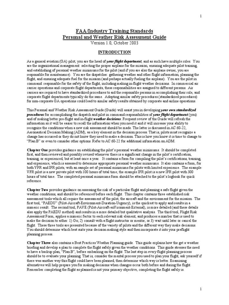 Personal Weather Risk Assessment Guide | PDF | Instrument Flight Rules ...