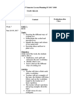 Subject: E F L 1 Semester Lesson Planning SY 2017-2018 Prepared by Grade: KG 3/1 Approved By: - Week / Date Content Evaluation After Class