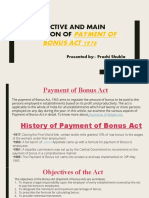 Objective and Main Provision Of: Payment of Bonus Act