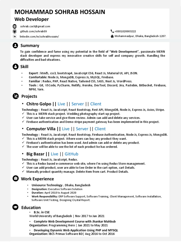 MERN Stack Web Developer Portfolio | PDF | Java Script | Web Development