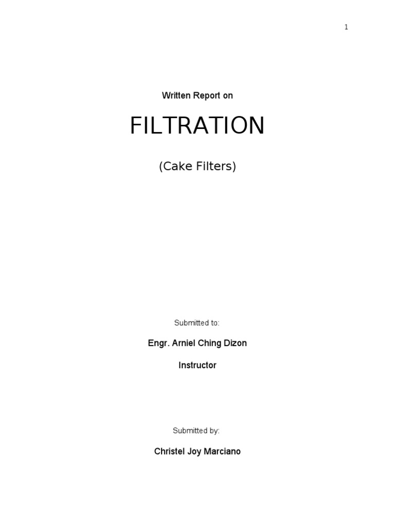Written ReportFiltration PDF Filtration Chemical Engineering