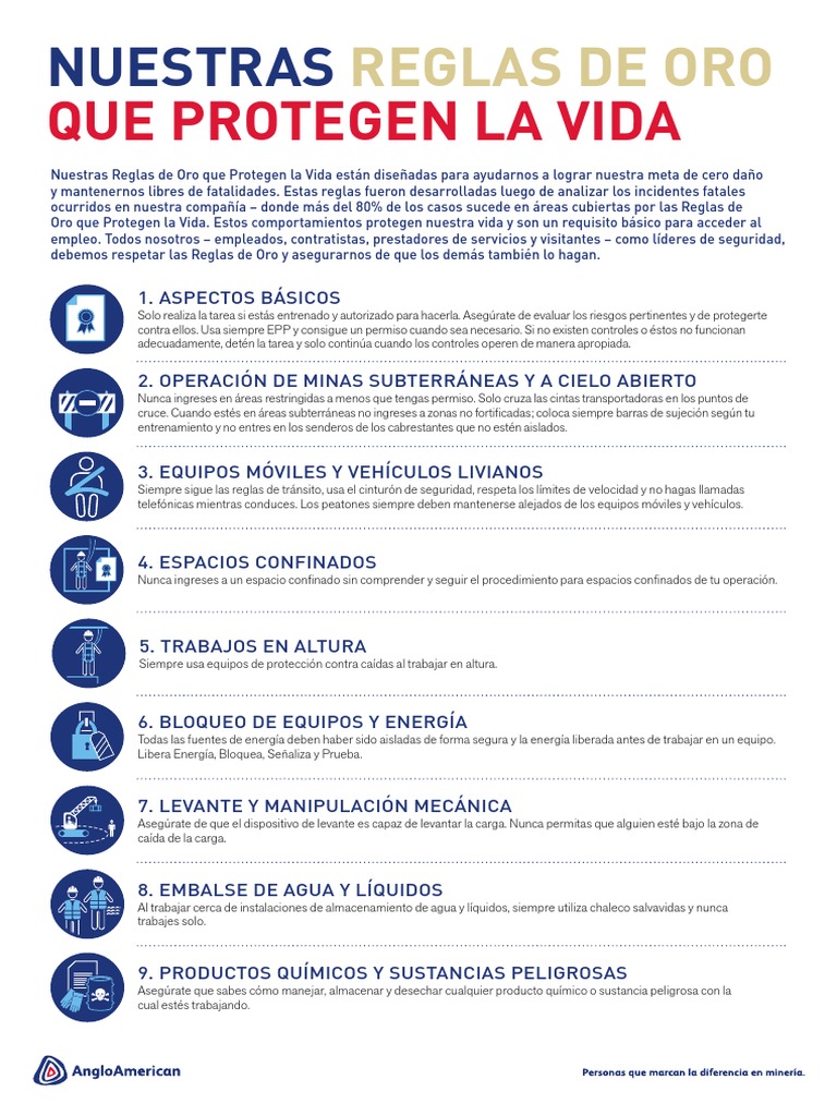 Reglas de Oro para la Seguridad Laboral | PDF | Vida | Agua