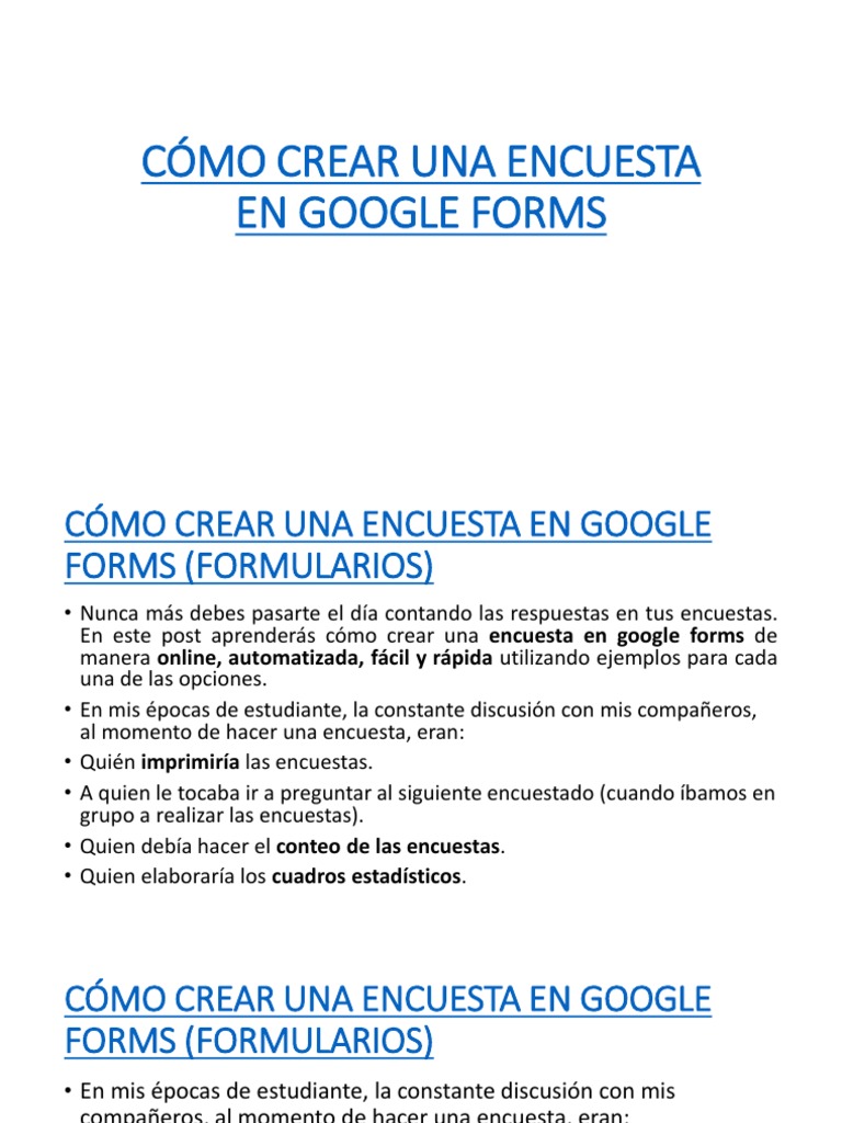 Cómo Crear Una Encuesta en Google Forms | PDF | Cuestionario | Software