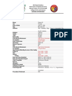 Initial Data Base: Nursing Department