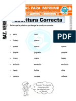 Ficha de Escritura Correcta Para Segundo de Primaria