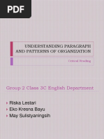 Understanding Paragraph and Patterns of Organization: Critical Reading