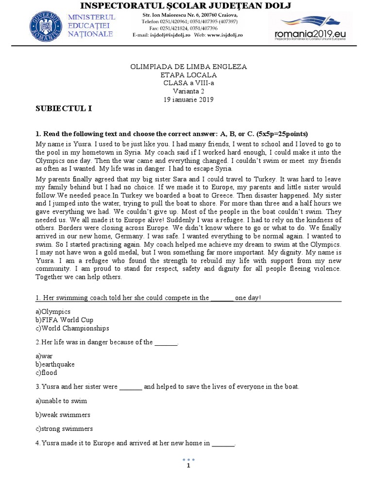 Subiecte engleza olimpiada clasa viii pdf united nations high