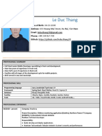 Le Duc Thang: Date of Birth: 04-09-1998 Address: 190 Hoang Mai Street, Ha Noi, Viet Nam Phone: +84 394 827 798