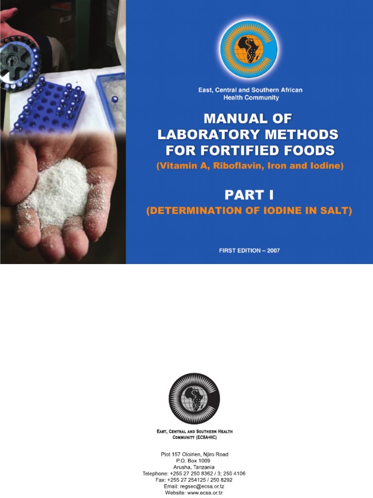 Manual of Labratory Methods For Fortified Foods - Part I | PDF | Iodine ...
