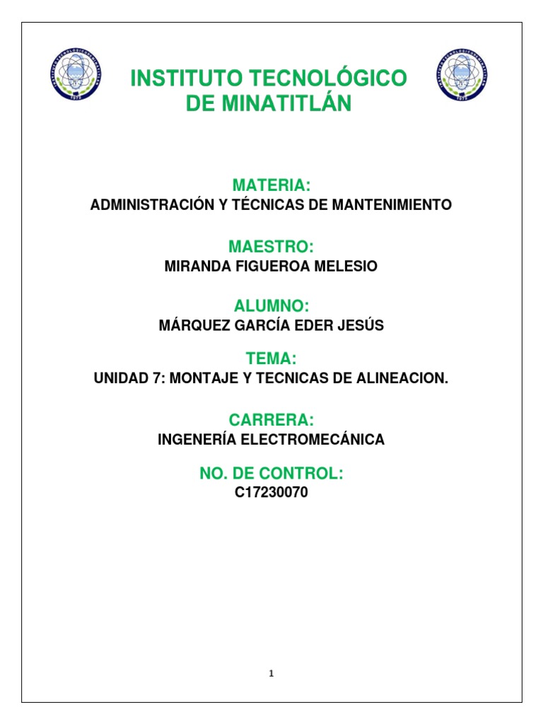 UNIDAD 7 Montaje y Tecnicas de Alineacion PDF Fundación (Ingeniería) Engranaje