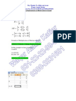 Multiplication of Matrixes in Excel