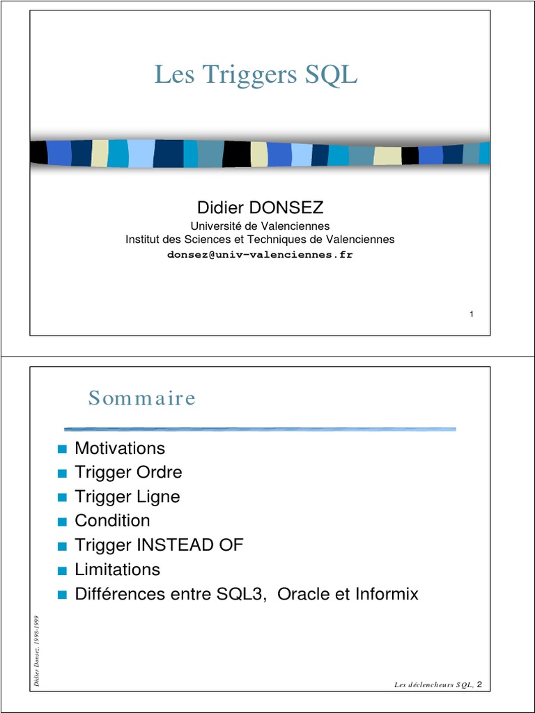 Les Triggers SQL | PDF | SQL | Base de données Oracle