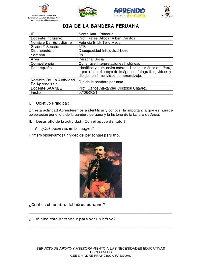 Ficha de Actividad - 5° Grado Personal Social Semana 8 | PDF | Perú ...