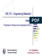 ME 215 - Engineering Materials I: Properties in Tension and Compression (Part II)