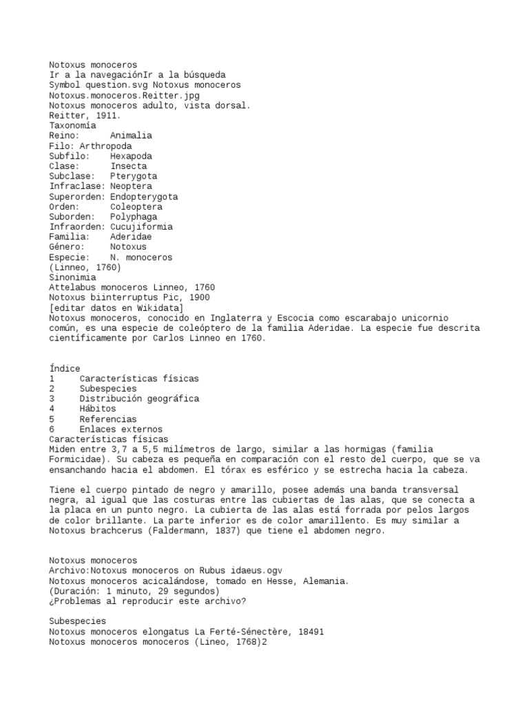 Notoxus Monoceros | PDF