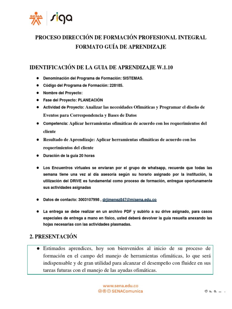 2.guia de Aprendizaje 1.10 WORD | PDF | Microsoft Word | Evaluación